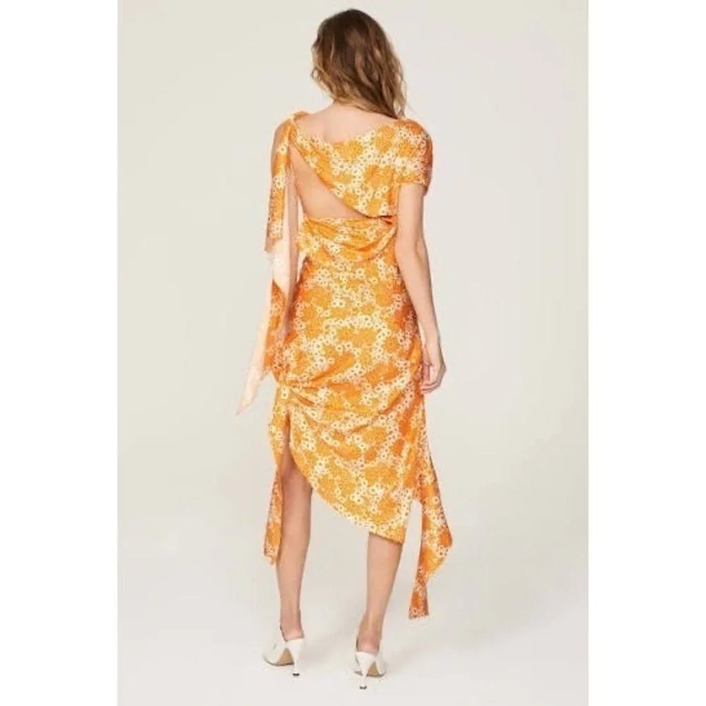 Commission Snipped Daisy Floral Asymmetric Ruched Dress Size‎ 6 - Picture 5 of 10
